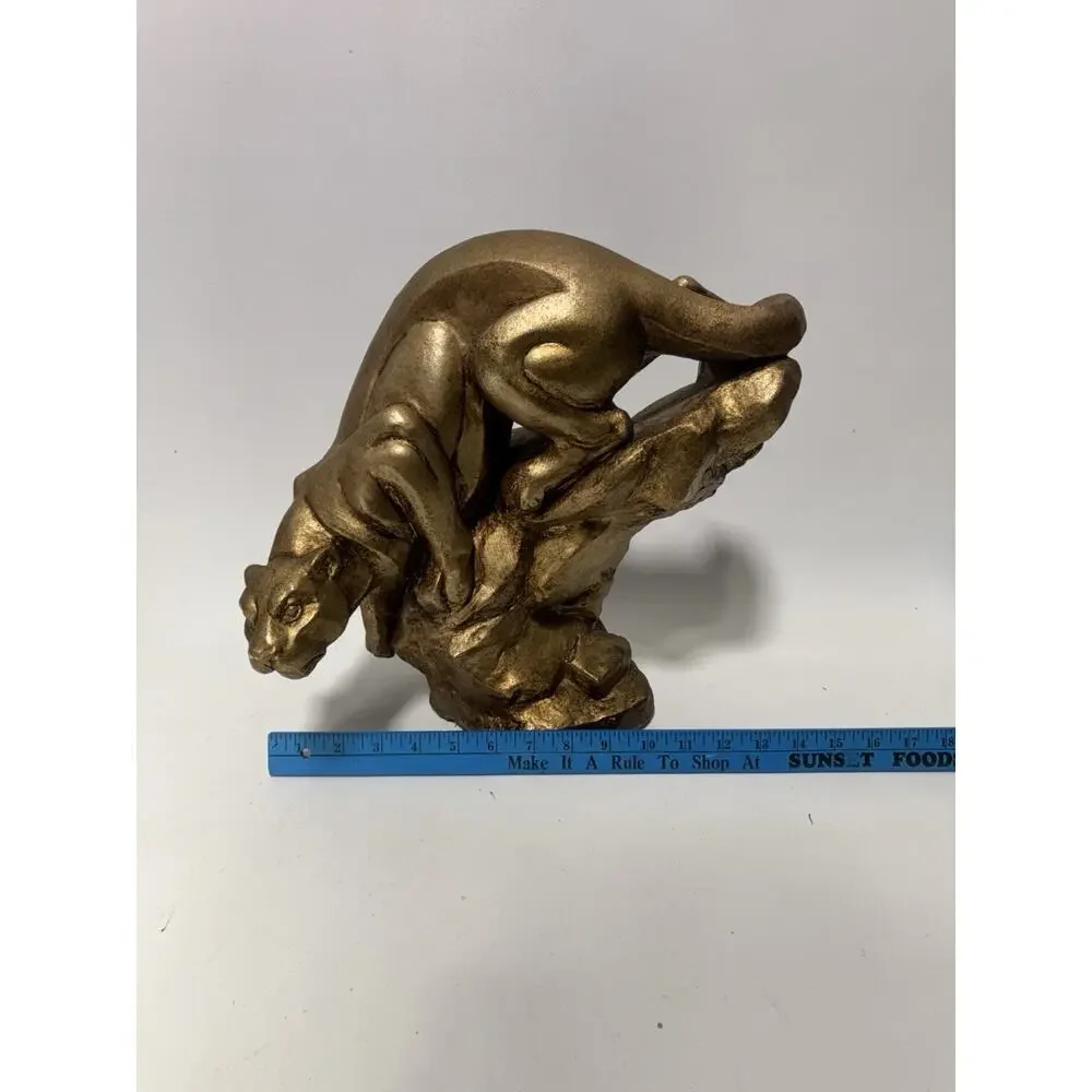 Trace Guthrie Signed 1990 Cougar Mountain Lion Sculpture Bronze Finish 18.5 Lbs